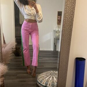 big bud press Pink Pants with Green Stripe small